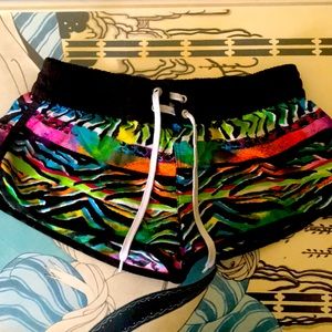 M OP colorful board shorts lace up front